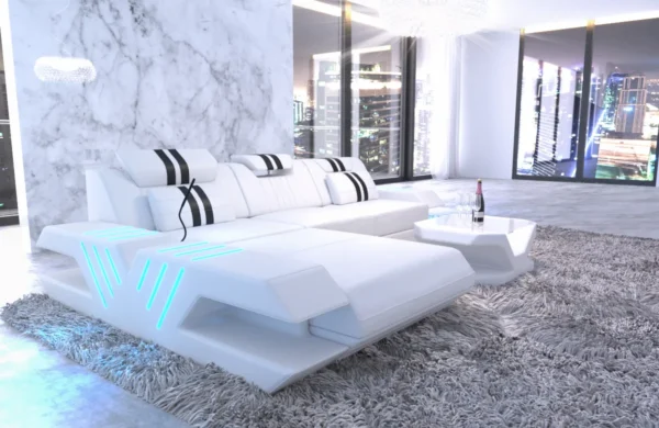 Echtleder Ecksofa Ventura mit Ottomane L-Form S – Bild 15