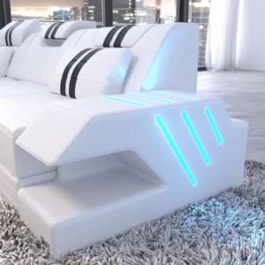 Echtleder Ecksofa Ventura mit Ottomane L-Form S