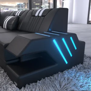 Echtleder Wohnlandschaft Ventura mit Ottomane U-Form XL